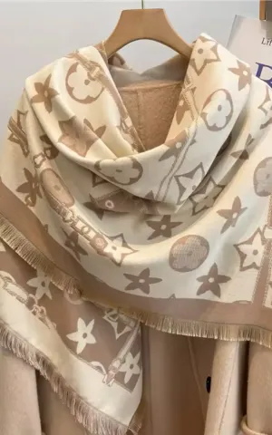 AS531 FLOWER PATTERN SQUARE OVERSIZED SCARF