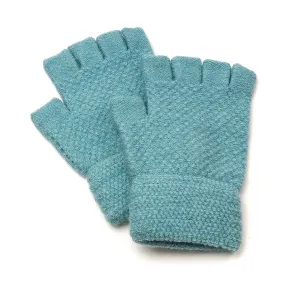 Aqua Green Ladies Fingerless Knitted Gloves