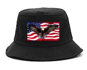 Bald Eagle American Flag Mens Bucket Hat