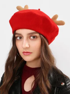 Christmas Antlers Beret Cap