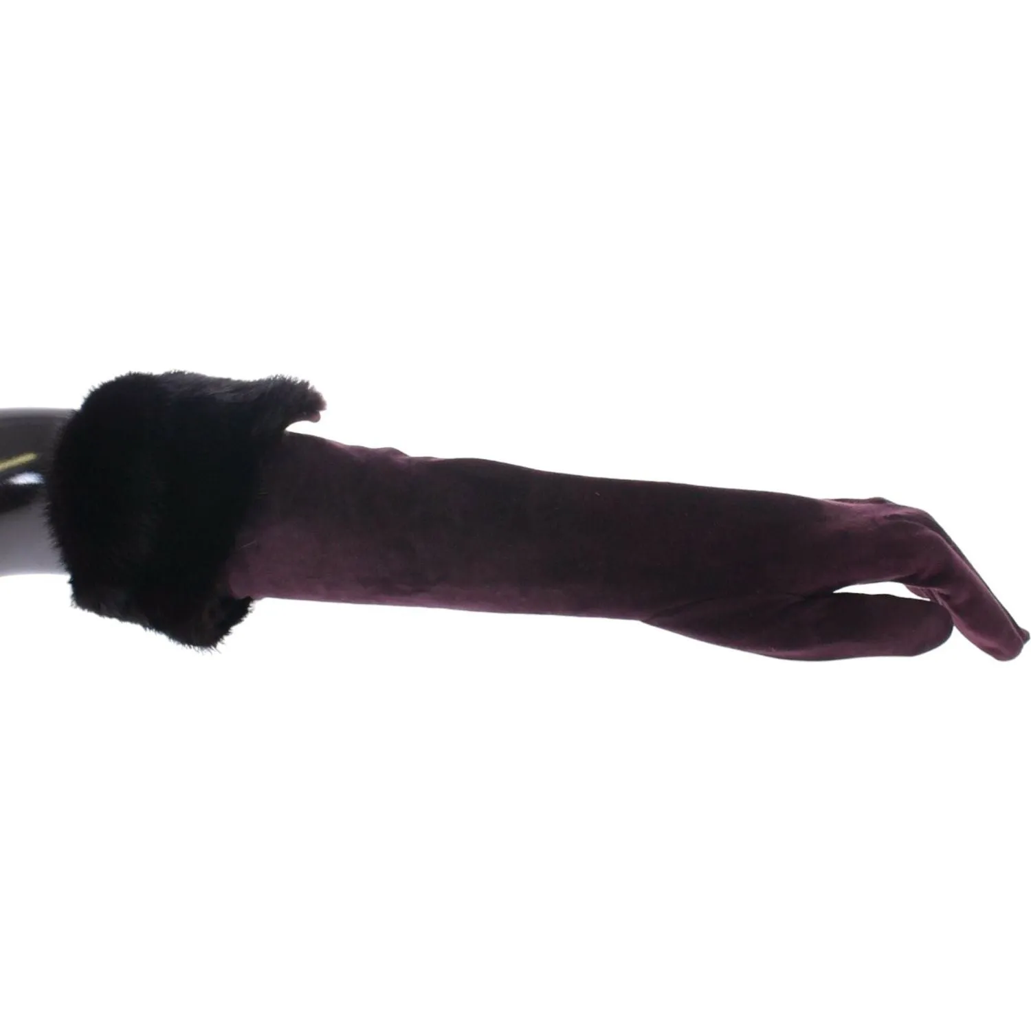 Dolce & Gabbana Elegant Elbow Length Purple Fur Gloves