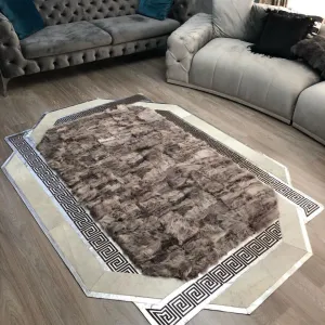 Handmade Natural Sheepskin Soft Brown Silver Large Living Room Rug