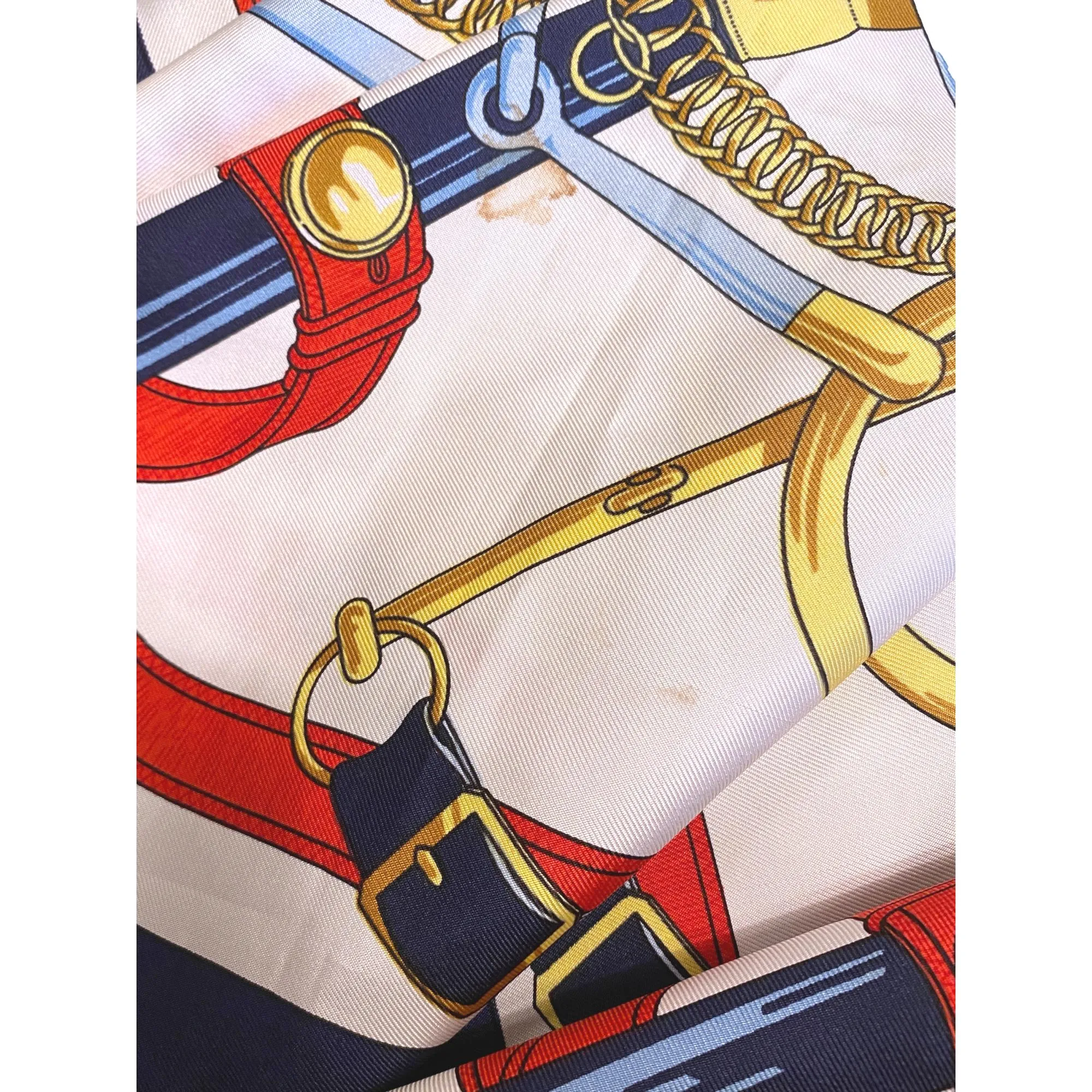Hermes Eperon Dor Tellier Printed Silk Shawl Scarf
