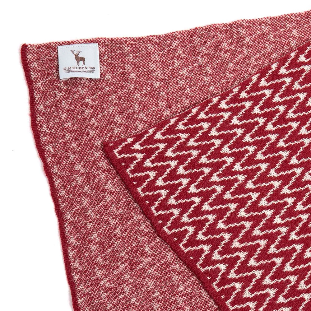 Ladies Zig Zag Wool Scarf - Burgundy