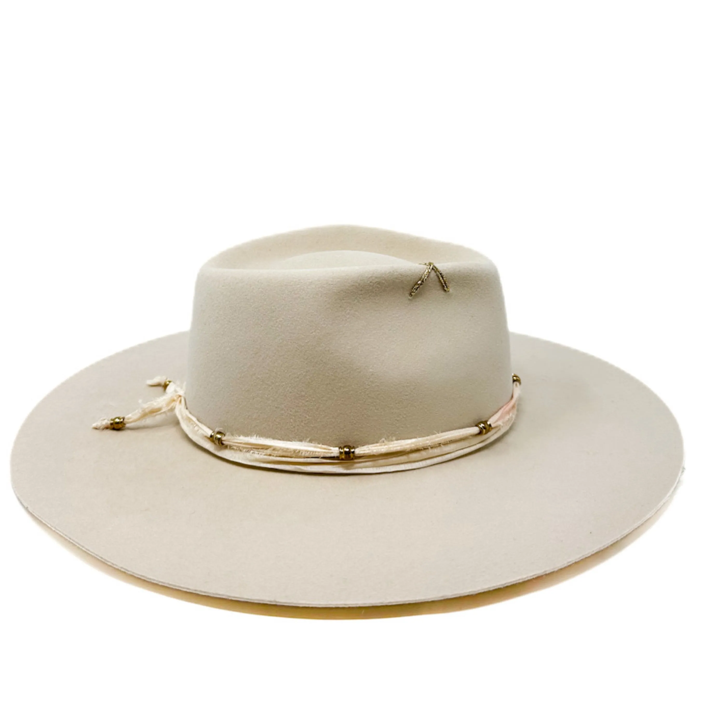 MONTANA wide brim fedora cream with painted sun