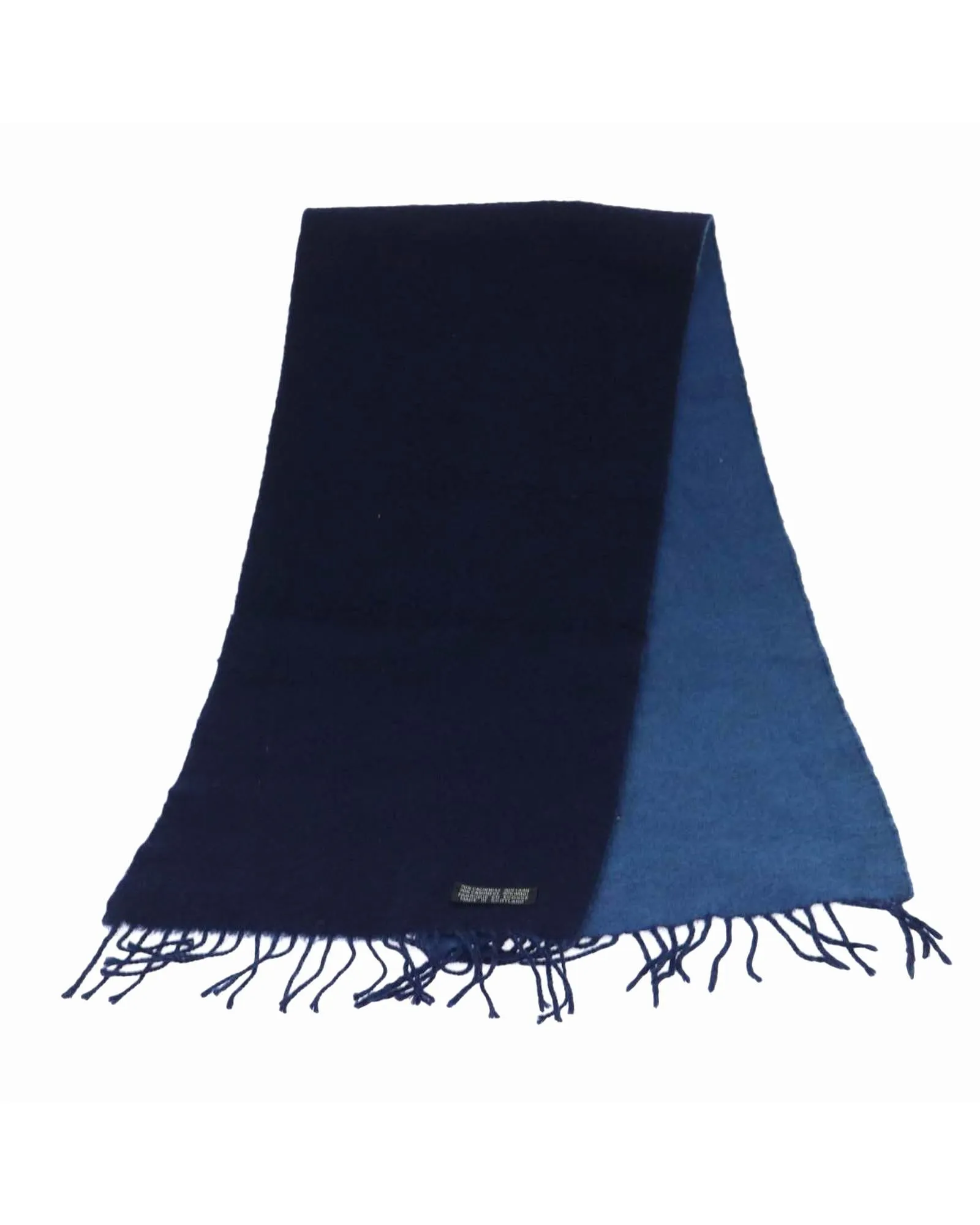 Navy Cashmere/Wool Scarf with Fringed Ends