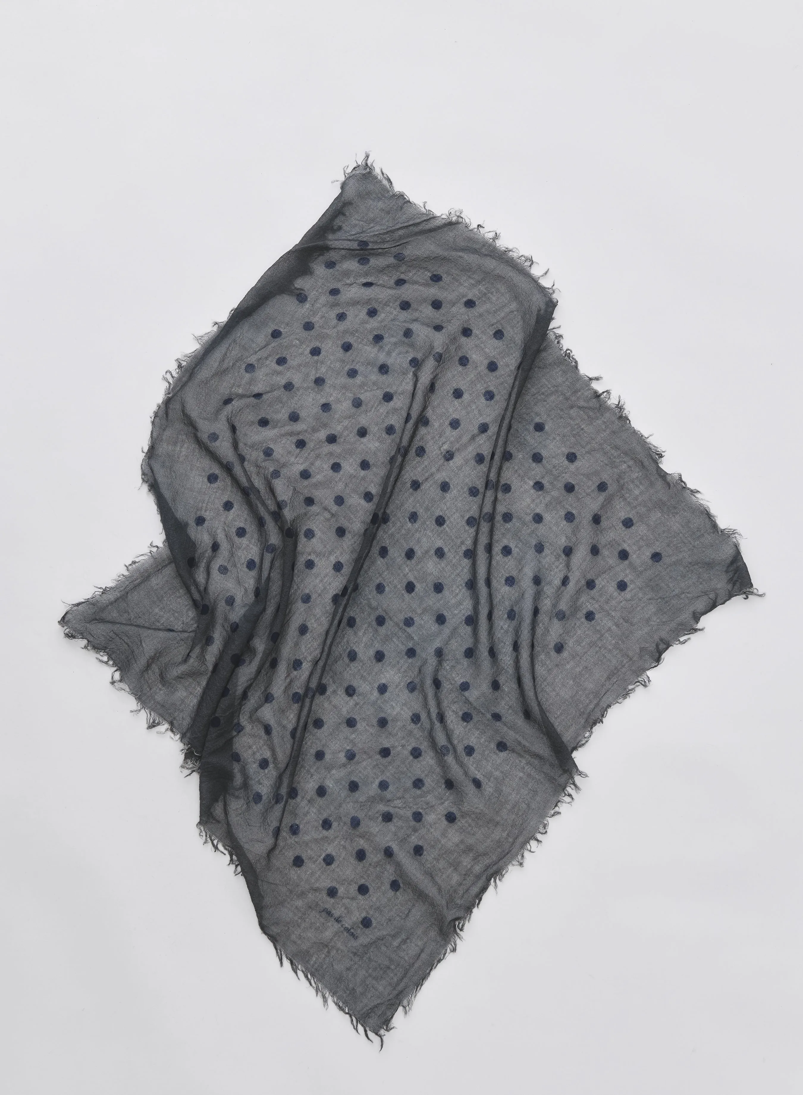 Pas De Calais - Light Wool Dot Print Scarf Green