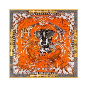 Pre Order:  Animal Kingdom Print Twill Silk Square Scarf