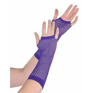 Purple Fishnet Gloves Long