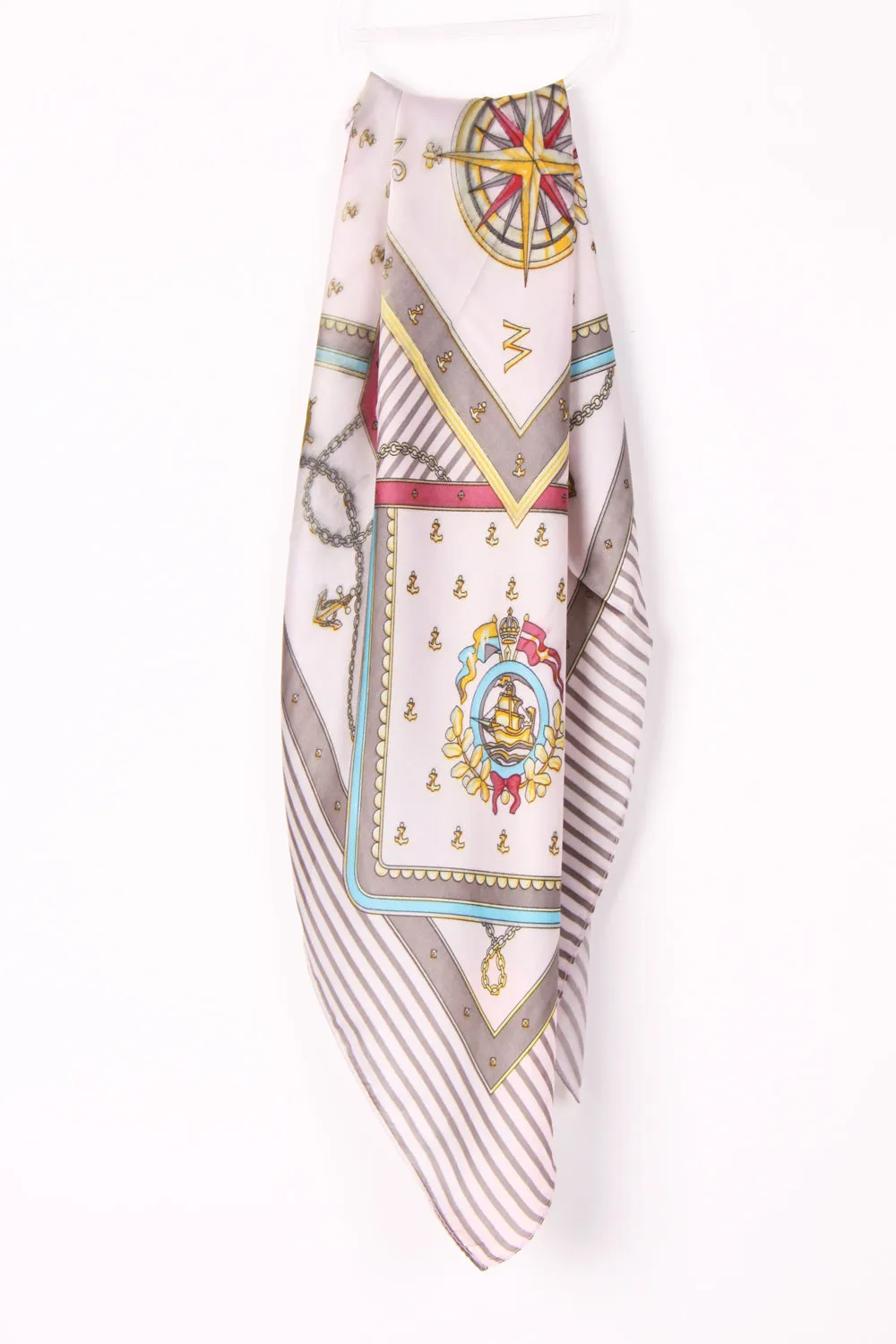 Silky Nautica Print Bandana Square Scarf