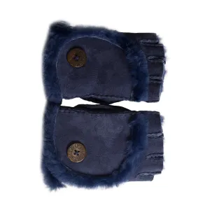 UGG Bailey Button Fingerless Peacot Blue Gloves - Women's